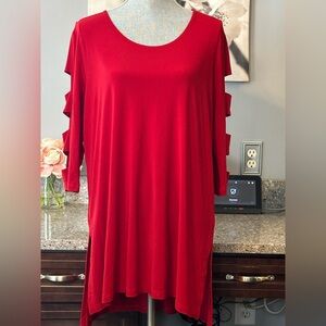 Clara  Sun Woo Sunwoo Red Ladder Sleeve Tunic size XL